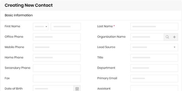 CRM software contact and lead form