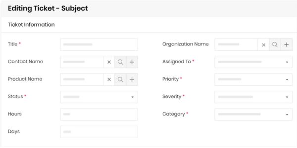 CRM software ticket help desk form